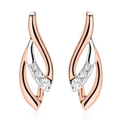 Bicolore Ohrstecker 585er Roségold Diamanten DE0196