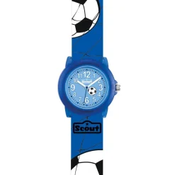 Blaue Quarzuhr für Jungen aus Kunststoff mit Fußball 280305030