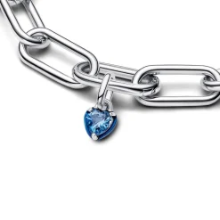 Blaues Chakra Herz Mini Charm Anhänger, Sterlingsilber 793042C02