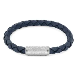 Blaues Herrenarmband aus Wildleder und Edelstahl 2790480