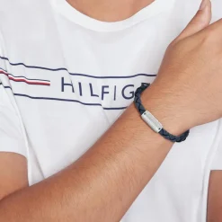 Blaues Herrenarmband aus Wildleder und Edelstahl 2790480