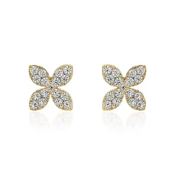 Blüten Ohrstecker aus Gold mit Diamanten BDE0073-GSL