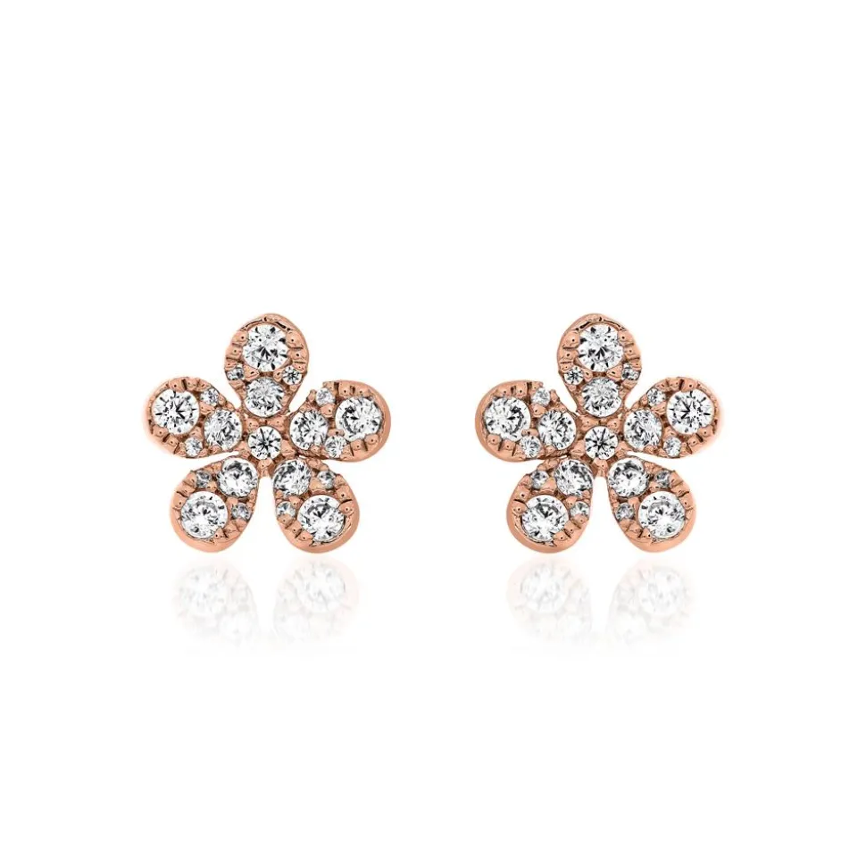 Blumen Ohrschmuck aus Roségold mit Diamanten BDE0065-RSL