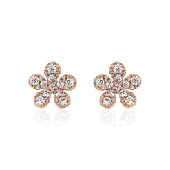 Blumen Ohrschmuck aus Roségold mit Diamanten BDE0065-RSL