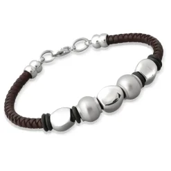 Braunes Lederarmband Edelstahlverschluss LB0034