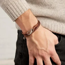 Braunes Lederarmband mit Karabinerverschluss LB0510