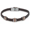 Braunes Lederarmband mit Edelstahl Elementen LB0410