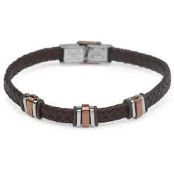 Braunes Lederarmband mit Edelstahl Elementen LB0410