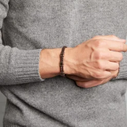 Braunes Lederarmband mit Edelstahl Elementen LB0410