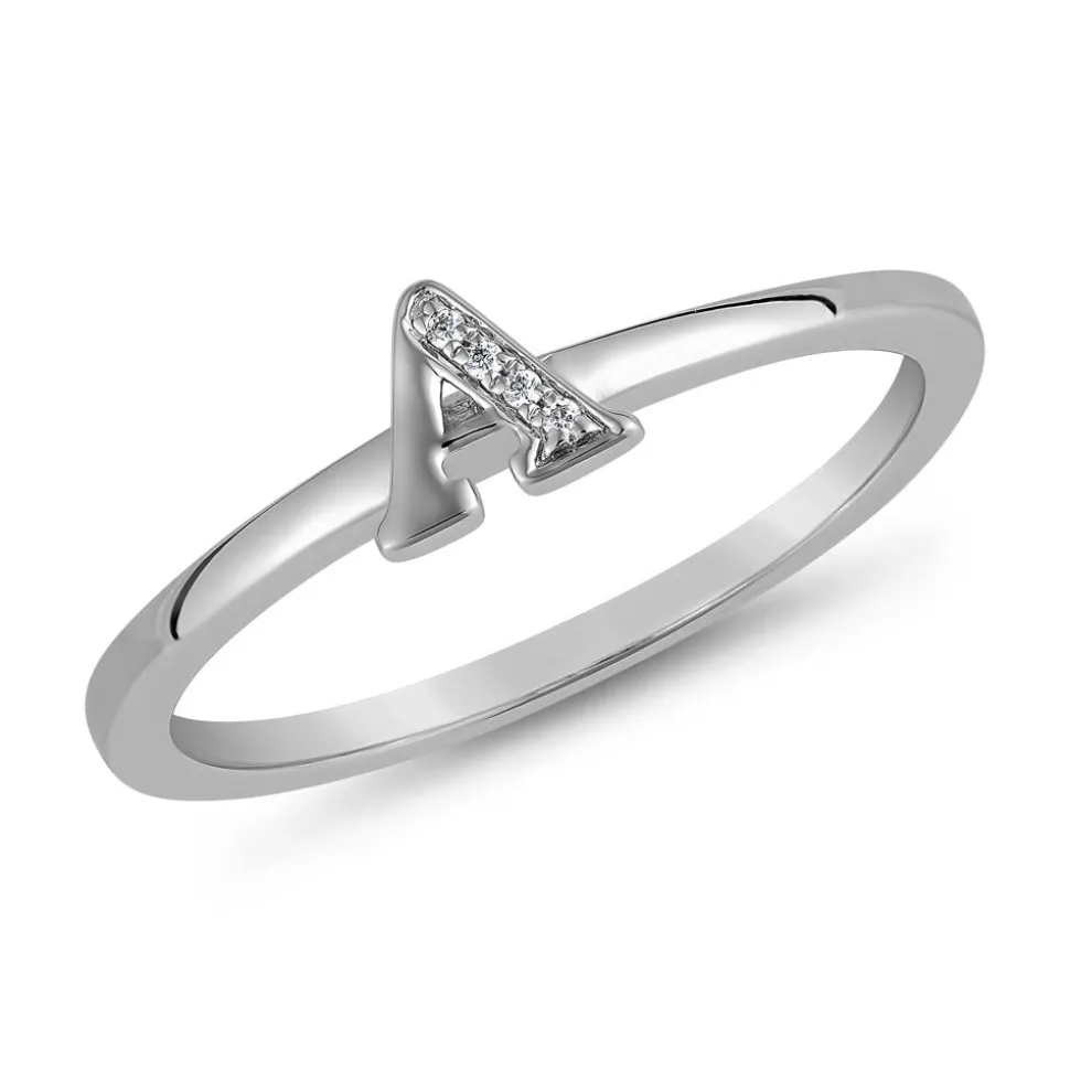 Buchstabenring aus Weißgold oder Platin, Diamanten BDR0125-WSL