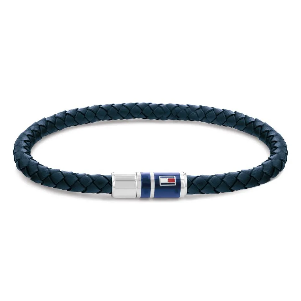 Casual Armband aus Leder und Edelstahl, Emaille, blau 2790294