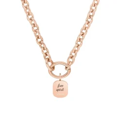 Chunky Damenkette aus Edelstahl, rosé, gravierbar 2037969