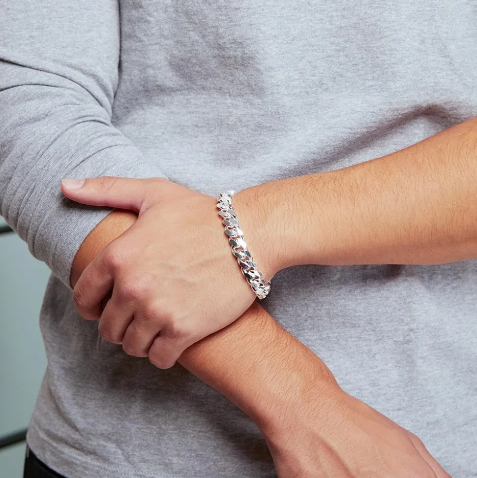 Cuban Panzerarmband aus 925er Silber, 10 mm, OVA PA0100-OVA