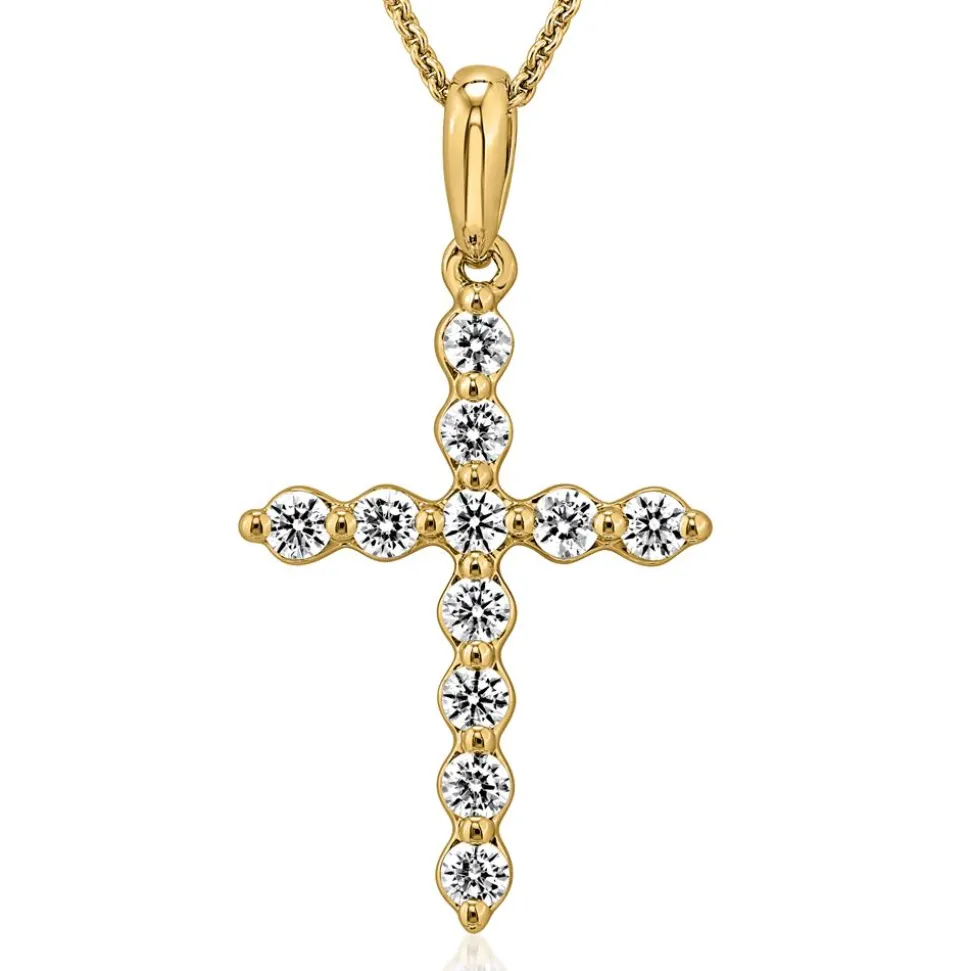 Damen Anhänger Kreuz aus Gelbgold mit Brillanten BDP0037-GSL