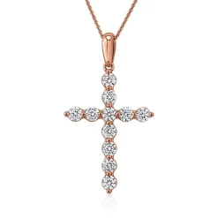 Damen Anhänger Kreuz mit Diamanten aus Roségold BDP0038-RSL