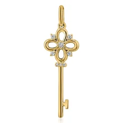 Damen Anhänger Schlüssel aus Gelbgold mit Diamanten BDP0043-GSL