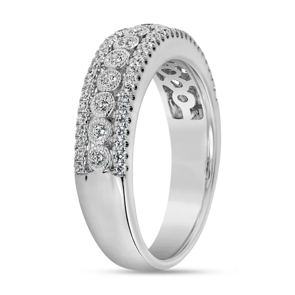 Damen Gravurring mit Brillanten, Weißgold oder Platin BDR0074-WSL