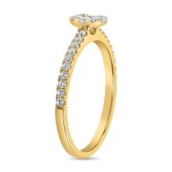 Damen Gravurring mit Diamanten aus Gelbgold BDR0083-GSL