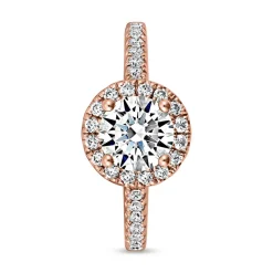 Damen Halo-Ring mit Diamanten aus Roségold, gravierbar BDR0023-RSL
