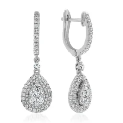 Damen Ohrschmuck aus Weißgold oder Platin mit Diamanten BDE0071-WSL