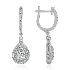 Damen Ohrschmuck aus Weißgold oder Platin mit Diamanten BDE0071-WSL