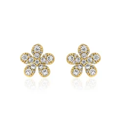 Damen Ohrstecker Blumen aus Gold mit Brillanten BDE0065-GSL