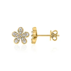 Damen Ohrstecker Blumen aus Gold mit Brillanten BDE0065-GSL