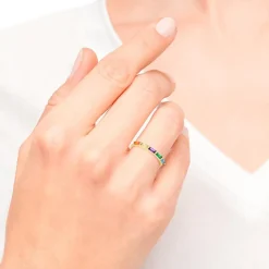 Damen Ring aus 925er Silber, IP Gold, bunte Zirkonia 2035506