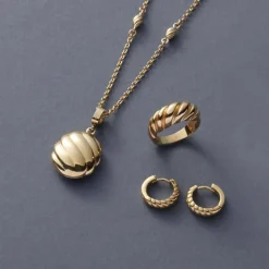 Damen Ring Giro aus Edelstahl, IP Gold 022162