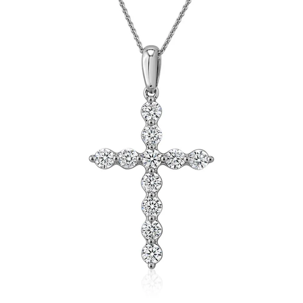 Damenanhänger Kreuz mit Diamanten aus Weißgold, Platin BDP0038-WSL