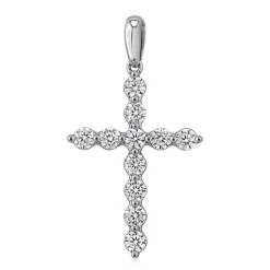 Damenanhänger Kreuz mit Diamanten aus Weißgold, Platin BDP0038-WSL
