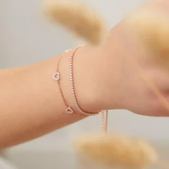 Damenarmband 925er Silber rosévergoldet Zirkonia SB0296