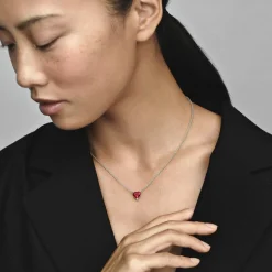 Damenkette aus Sterlingsilber mit rotem Kristall 392542C01-45