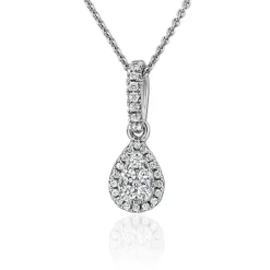 Damenkette aus Weißgold mit Tropfenanhänger, Diamanten BDP0046-WSLK