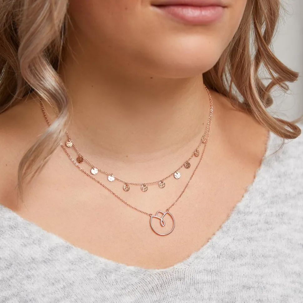 Damenkette Blüte aus Sterlingsilber, rosévergoldet LSN0033-R