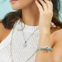 Damenkette Emina aus vergoldetem Edelstahl, Glasperlen 022436