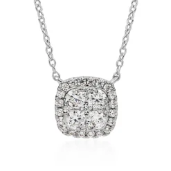 Damenkette Halo aus Weißgold mit lab grown Diamanten BDN0010LG-WSL