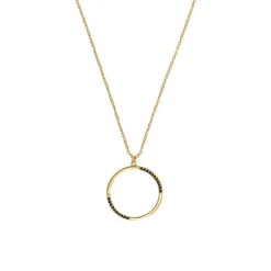 Damenkette Kreis aus 925er Silber, Zirkonia, IP Gold 2034886