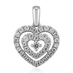 Damenkette mit Herzanhänger und Diamanten aus Weißgold BDP0041-WSLK