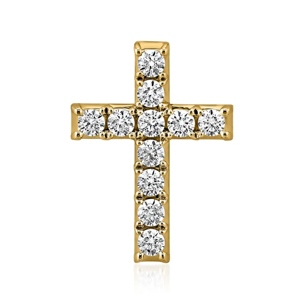 Damenkette mit Kreuz aus Gelbgold, lab grown Diamanten BDP0039LG-GSLK