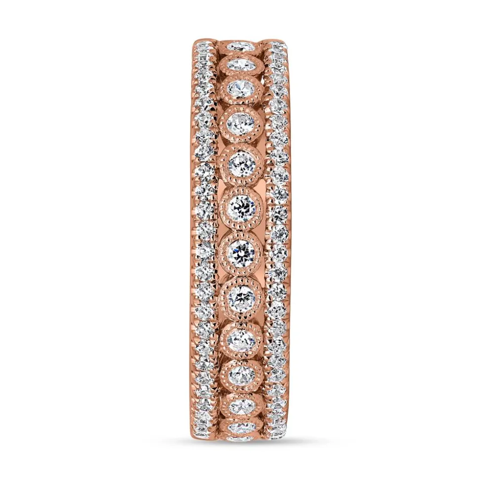 Damenring aus Roségold mit Diamanten, gravierbar BDR0074-RSL