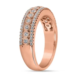 Damenring aus Roségold mit Diamanten, gravierbar BDR0074-RSL