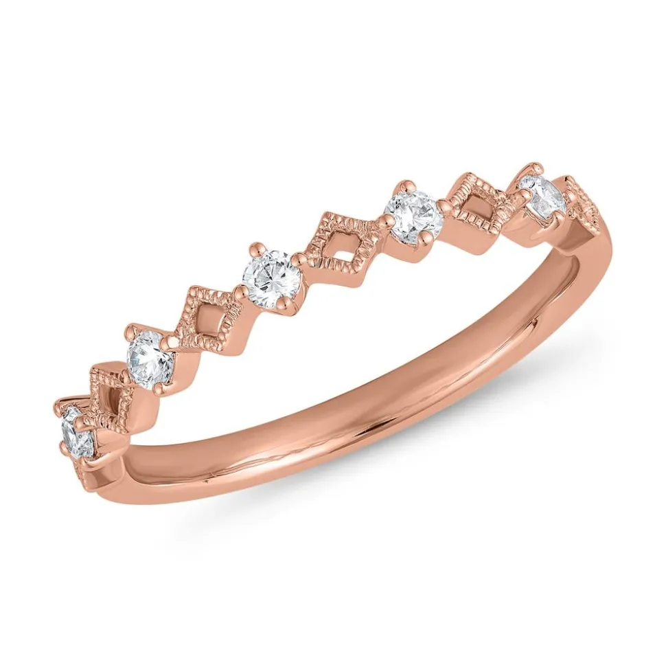 Damenring aus Roségold mit Diamanten, gravierbar BDR0118-RSL