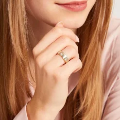 Damenring aus teilvergoldetem 925er Silber mit Zirkonia R8592czSL