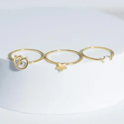 Damenring Blüte aus vergoldetem 925er Silber LSR0054-G