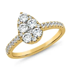 Damenring im Tropfen-Design aus Gelbgold mit Diamanten BDR0056-GSL