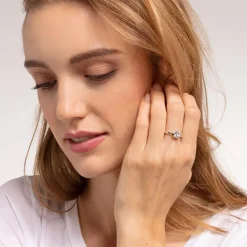 Damenring Katzen Pfote aus 925er Silber mit Zirkonia TR2289-643-14