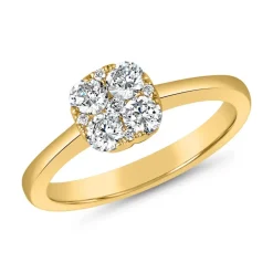 Damenring mit Diamanten aus Gelbgold, gravierbar BDR0059-GSL