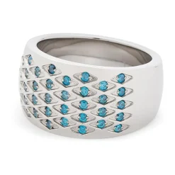 Damenring Rombo aus Edelstahl mit türkisen Zirkonia 016805