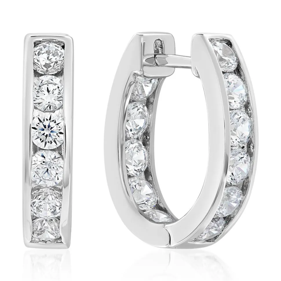 Diamant Creolen für Damen aus Weißgold oder Platin BDE0041-WSL